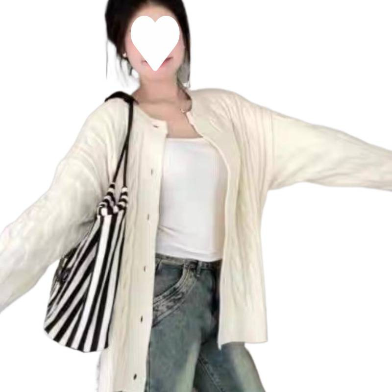 Cardigan de punto de primavera y otoño femenino suelto coreano suave relajado viento retro otoño y invierno engrosado abrigo de suéter de torsión image 5