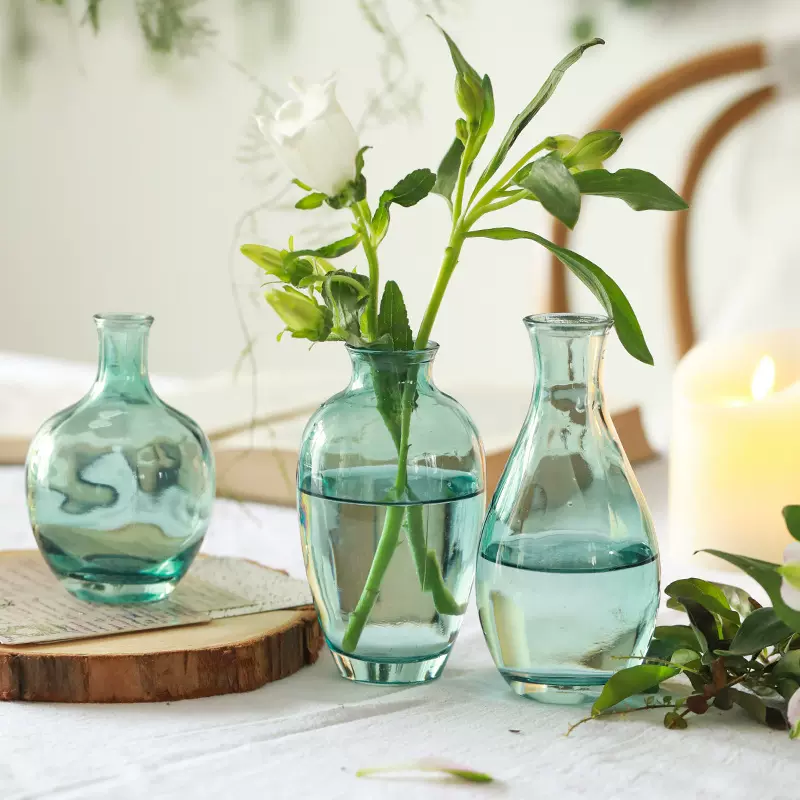 简约彩色玻璃花瓶创意客厅小号水培鲜花家居插花器皿装饰摆件批发