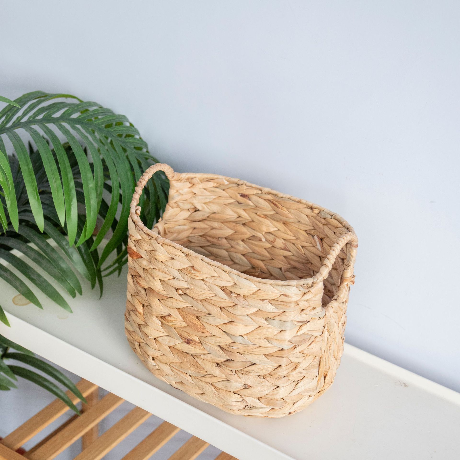 Amazon calabaza de hierba almacena doble manejo redondo B almacena tela de mano caja de almacenamiento de ropa de dormitorio cesta