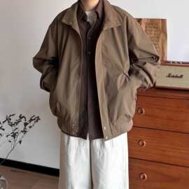日系男装美式飞行夹克男女复古春季立领质感cleanfit外套情侣上衣