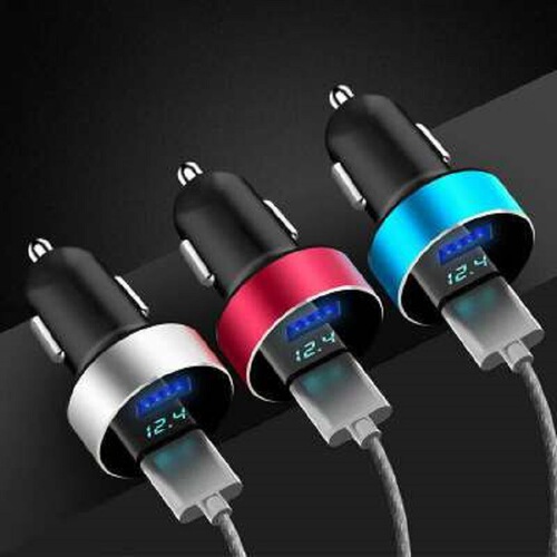 3.1A fast charging car charger dual usb with digital display car cigarette lighter charger with ambient light
