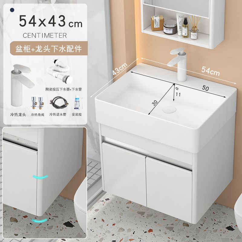 armario de baño de arco de acero inoxidable pequeño tipo cerámico lavabo integrado pequeño tamaño lavabo armario combinado lavabo