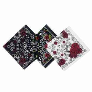 Factory direct supply cross-border rose headscarf Sports printed hip-hop cycling Autumn Travel girls square scarf spot