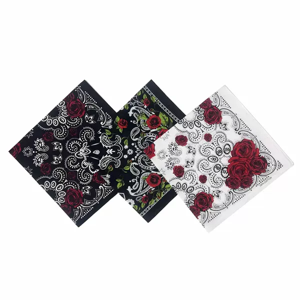 Factory direct supply cross-border rose headscarf Sports printed hip-hop cycling Autumn Travel girls square scarf spot