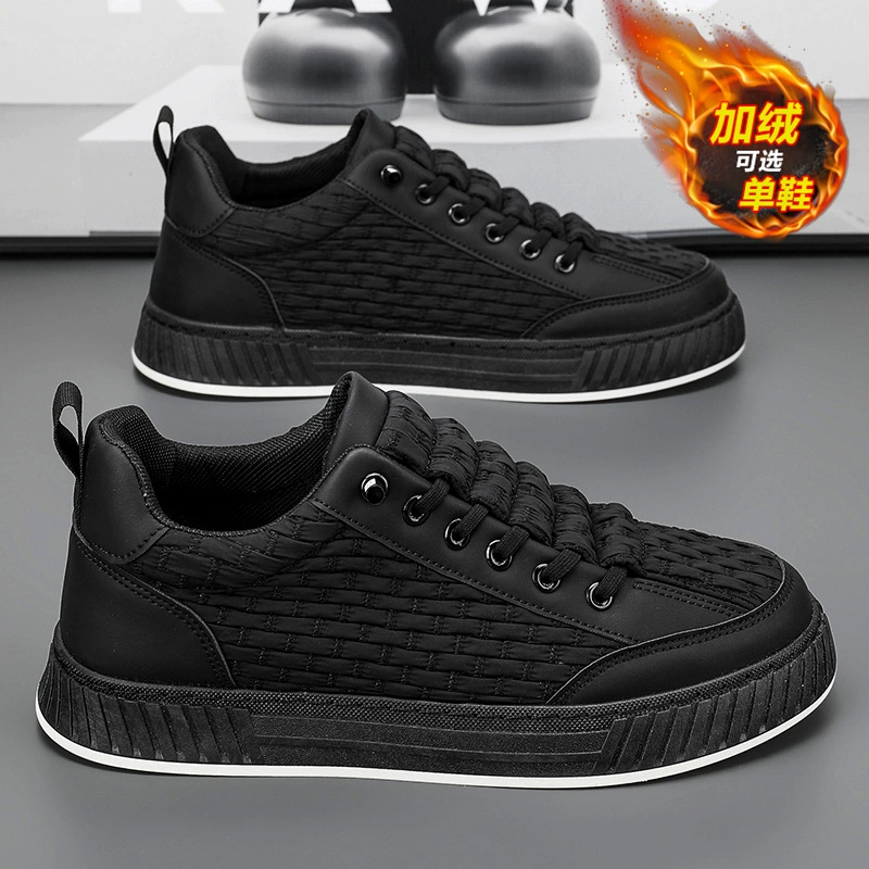 Мужская обувь зимняя бархатная хлопчатобумажная обувь дикая повседневная обувь для педалей работает мягкая подошва легкая спортивная черная обувь по страхованию труда