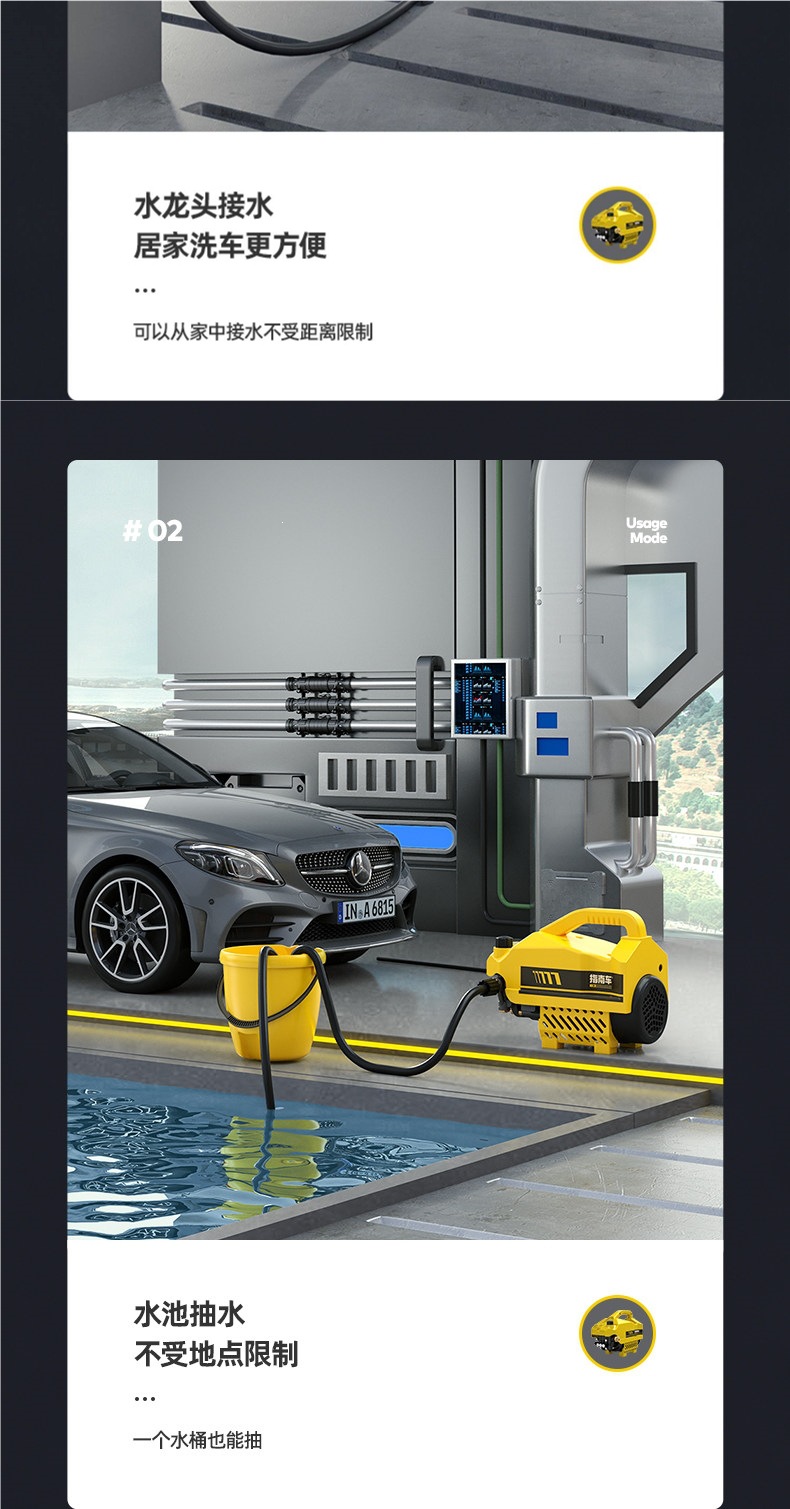 Guizhancheng Household High-Pressure Car Washer Water Pump 220V High-Power Portable Car Washing Water Gun Magic Cleaning Machine