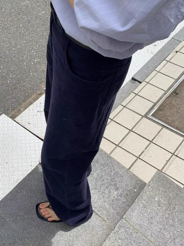 现h韩国东大门25年秋新款ounce直筒质感休闲时尚气质灯芯绒长裤|undefined