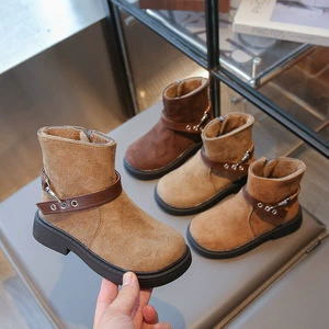 Martens, демисезонные детские утепленные короткие сапоги, желтовато-коричневые коричневые ботинки, коллекция 2025 года, стиль «принцесса»