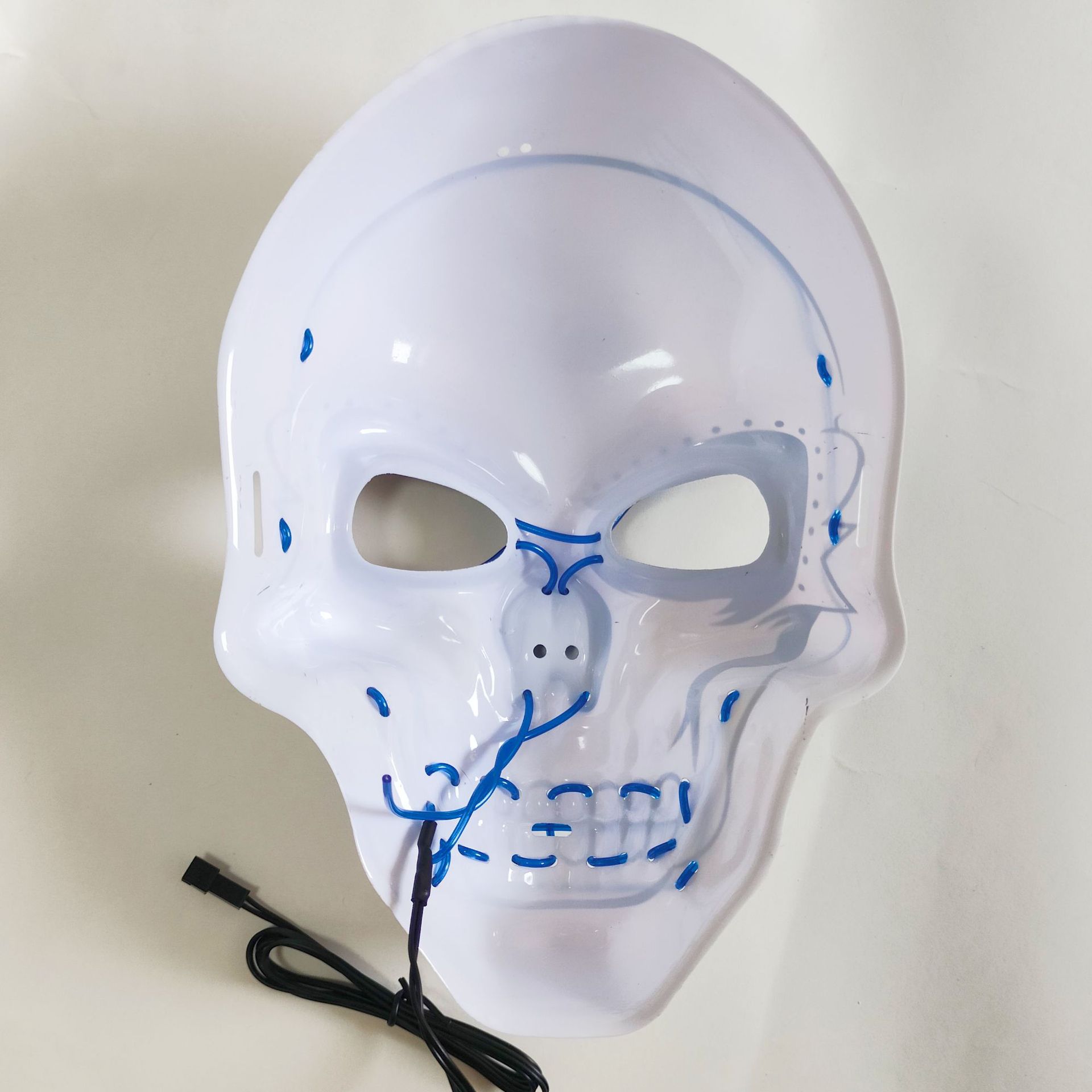Halloween máscara de luz fría de PVC cráneo blanco máscara luminosa de fantasmas de terror
