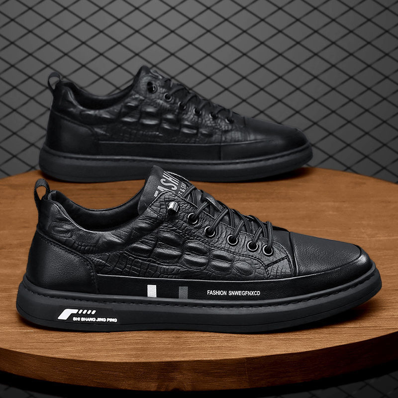 Zapatos de hombre primavera 2024 nuevos zapatos de skate hombre zapatos de cuero casuales tendencia versátil zapatos de cocinero zapatos antideslizantes y resistentes al desgaste para hombre