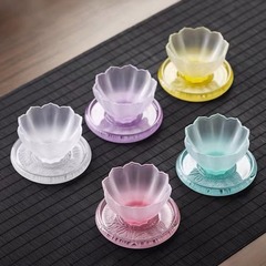 ガラスティーセット家庭用耐熱性と耐高温性クリスタルルックスの蓮茶女性の火傷防止電気メッキプロセス