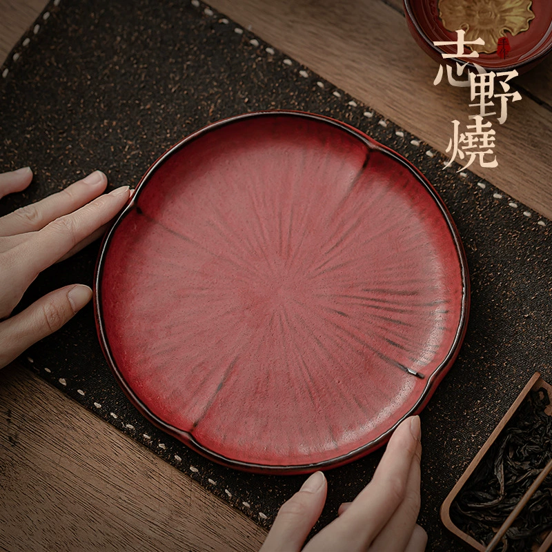 Горячая керамика Шино накрыта чаша чайника теплоизоляционная нижняя тарелка хурма Руйи домашняя тарелка с фруктами