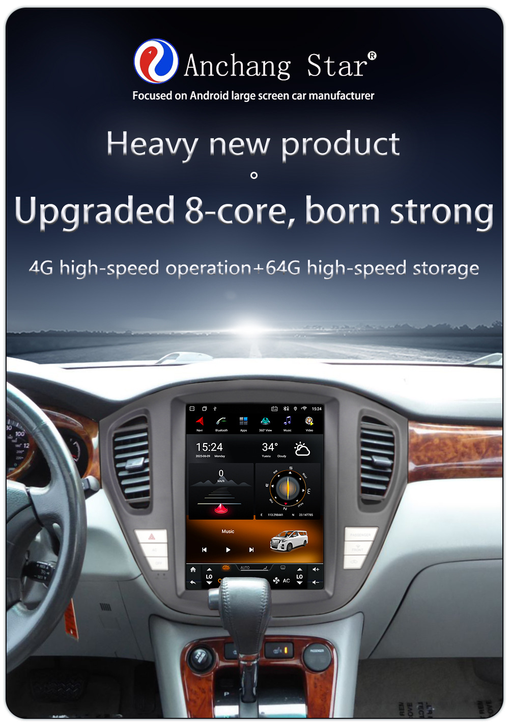 Applicable to 01-07 Toyota Highlander Highlander 12.1inch Vertical Screen 360 Panoramic Car Navigation