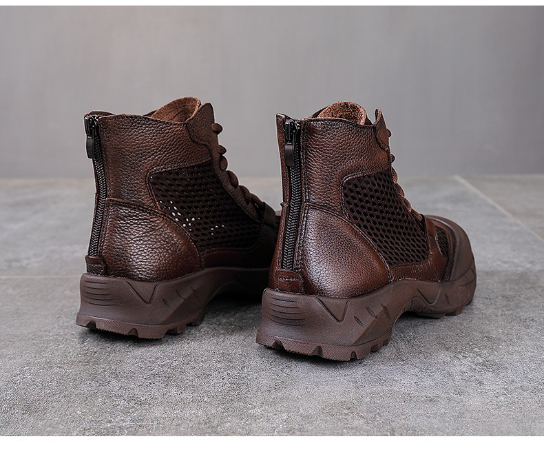 Boot Martin da bò cổ ngắn phong cách Anh cổ điển cho nữ — Màu nâu chi tiết 15