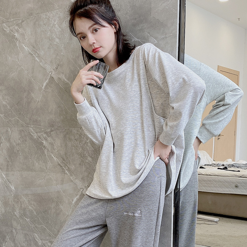 Pregnant Women Pajamas suit Autumn and Winter New Postpartum Lactating Maternity Clothes plus size Long Sleeve Side Opening Maternity Home Clothes