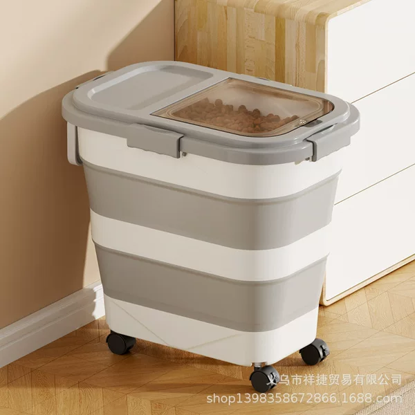 Cross-Border 2026 Foldable Dog Food Container Kitchen Mold-Proof Moisture-Proof Storage Bin Rice Storage Bin Flour Bin Rice Box Storage Box