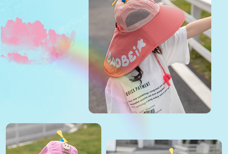 Children&#39;s Bamboo Dragonfly Fisherman Hat Sunscreen Sun Hat Boy Hat Summer Girl Big Brim Shawl Sun Hat 1026 display picture 1