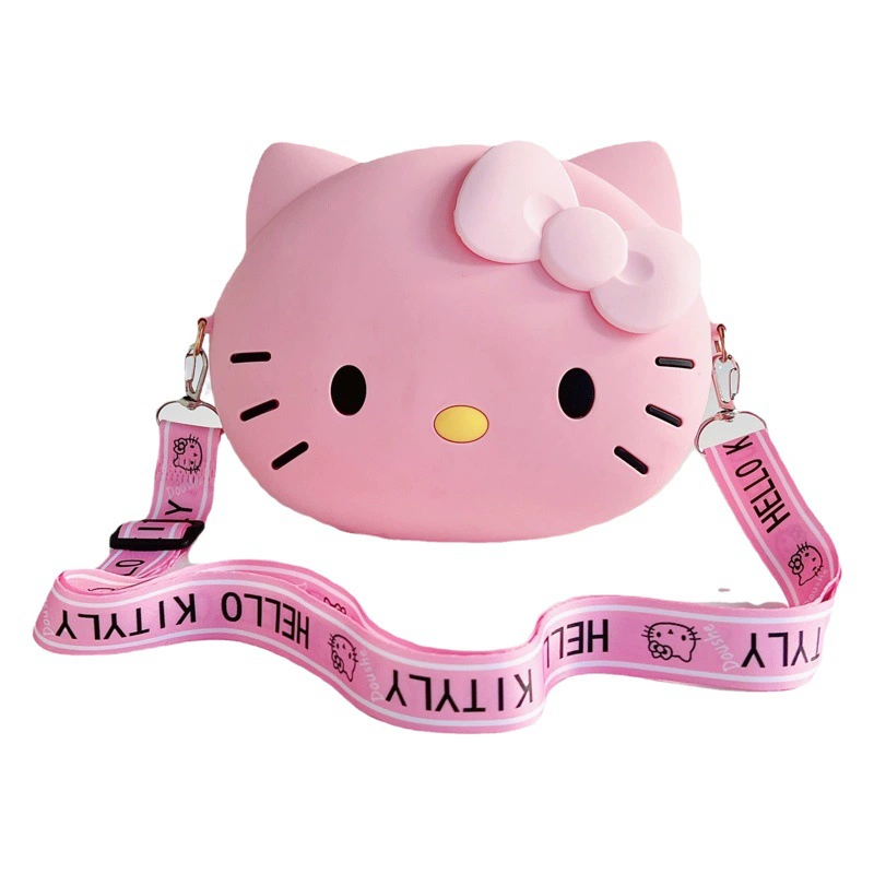 Силиконовая сумка для женщин, новинка 2024, мультяшная сумка для мобильного телефона, сумка через плечо, сумка с кошачьей головой, сумка KT, детский кошелек для монет