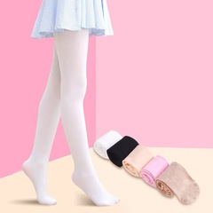 80D Spring Summer Thin Satin Dance Socks with High Elasticity for Girls and Children, Children's Leggings and Thigh-High Stockings, White, Wholesale