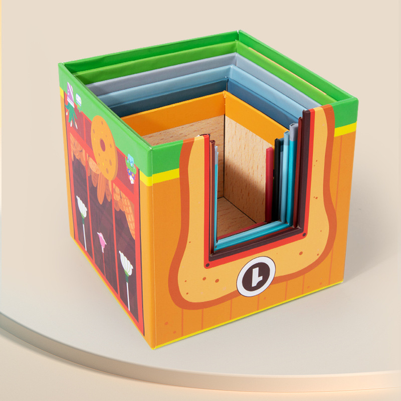 Juguetes de madera para niños, vista de la calle de la ciudad, automóvil seis en uno, bloques de construcción de partículas grandes, pensamiento lógico, caja de cognición de tráfico