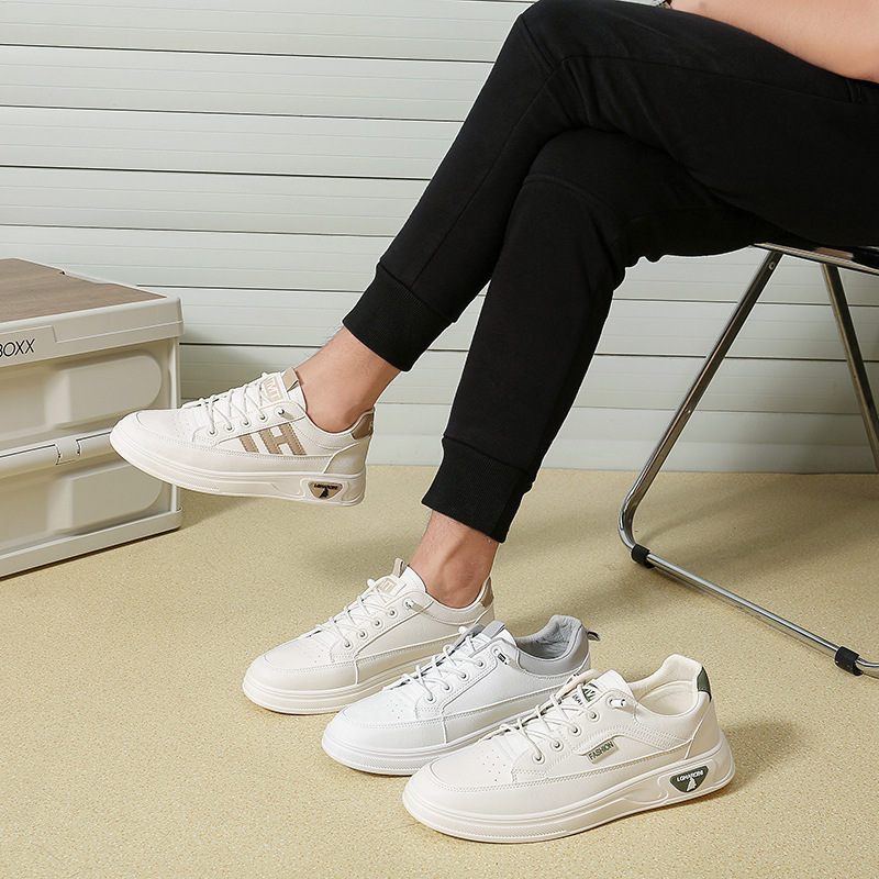 Pull-Back Men's Shoes, White Sneakers for Men, 2025 New Style Sneakers, Men's Spring and Autumn Versatile Leather Casual Sports Shoes for Men