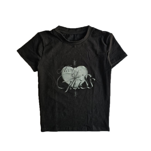 Summer European and American Y2K-style printed short-sleeve T-shirt, featuring a crew neck, a unique dark-inspired retro design, and a slim-fit, cropped silhouette—perfect for an Instagram-worthy look.