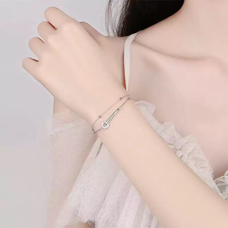 Bracciale a doppio strato con anelli sovrapposti donna elegante_voghion.com