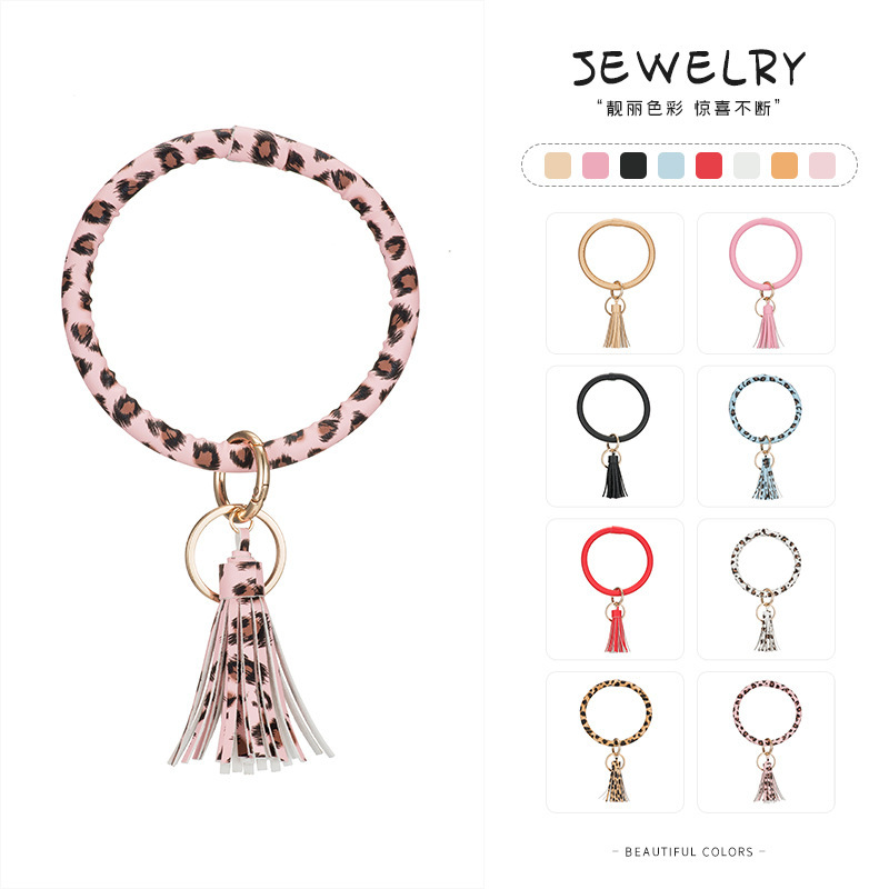 Cross-border accessories Amazon fashion tassel pendant bracelet PU leather bracelet keychain wholesale factory direct sales