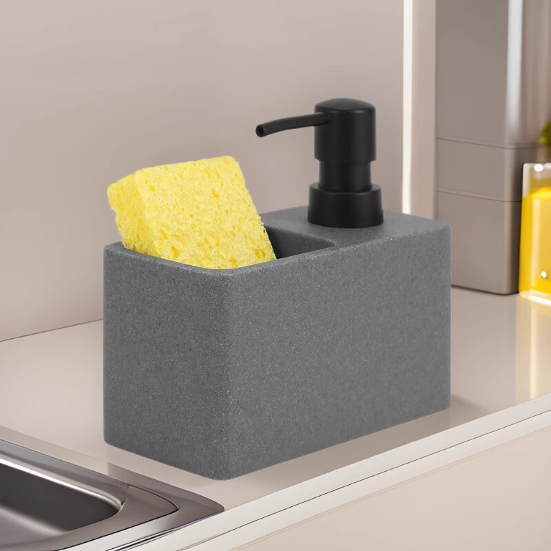 ホームキッチン食器用洗剤プレスボトルバスルームハンドローションボトルソープディスペンサークリーニングスポンジ収納ボックス付き|undefined