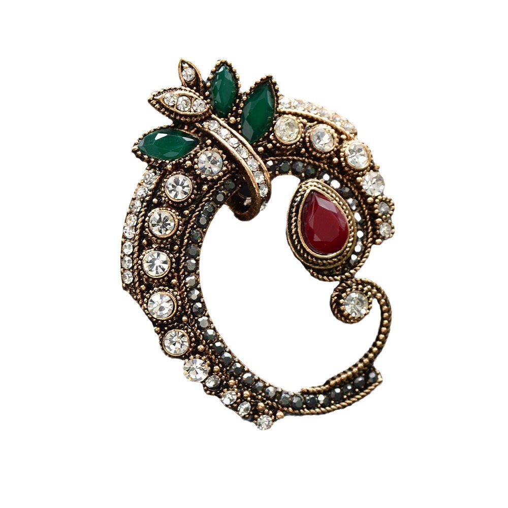 Spilla donna retro elegante design floreale con strass brillanti_voghion.com