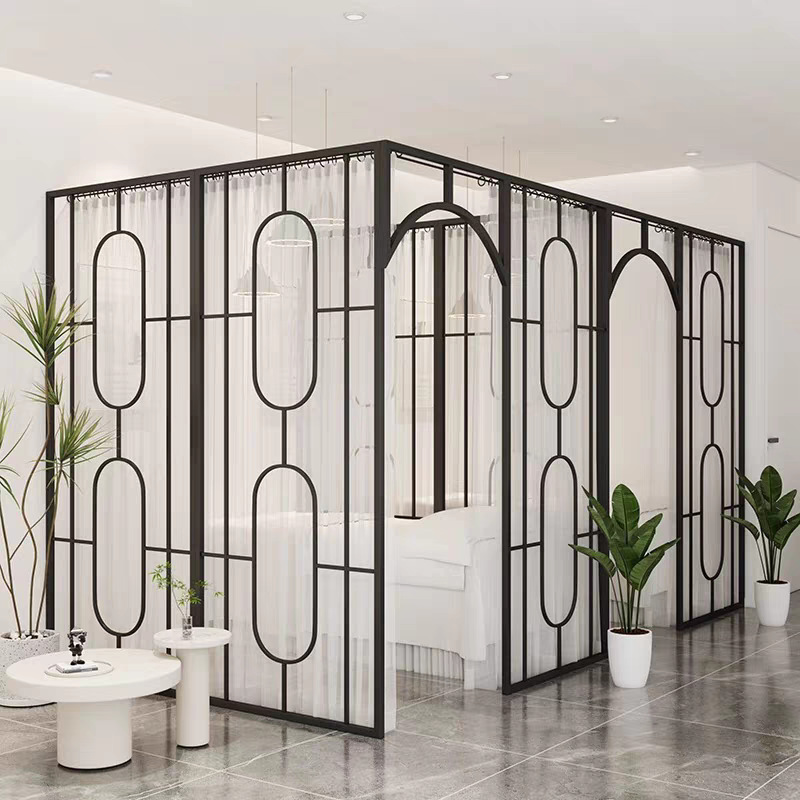 Beauty Salon Light Luxury Iron Screen Partition Wall Living Room Screen Makeup Shop Bedroom Room Screen Partition Wholesale