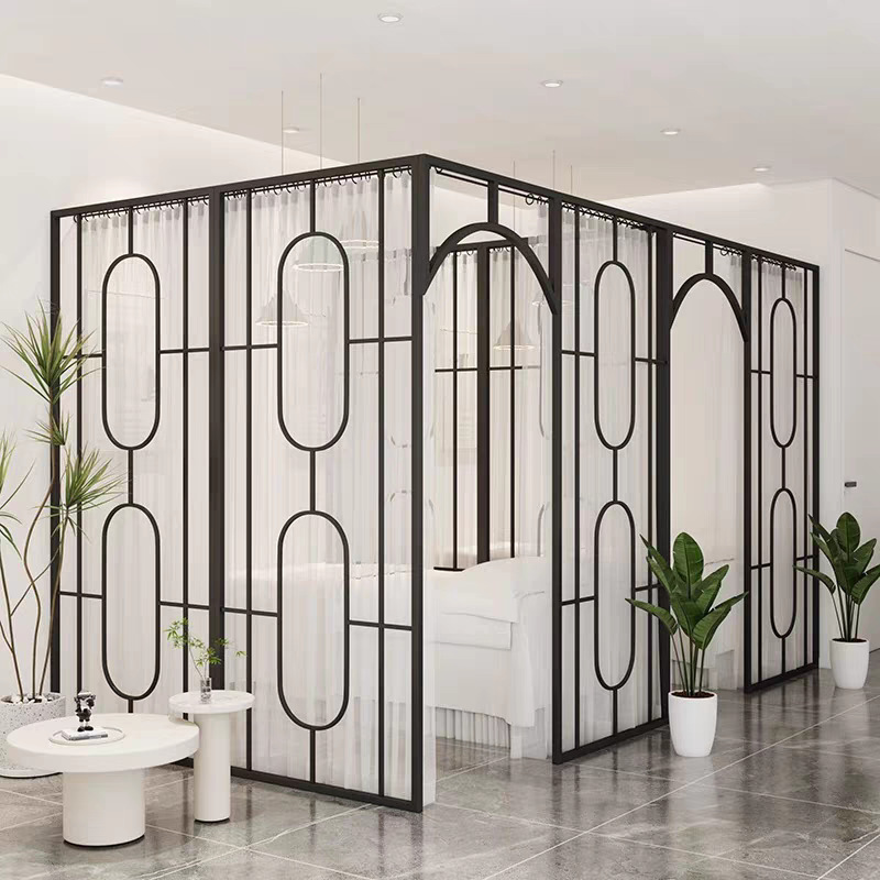 Beauty Salon Light Luxury Iron Screen Partition Wall Living Room Screen Makeup Shop Bedroom Room Screen Partition Wholesale