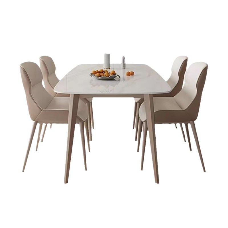 Luz y lujo moderno simple casa pequeña mesa de comedor rectangular italiana mesa de comedor de tabla de roca brillante combinación de mesa de comedor