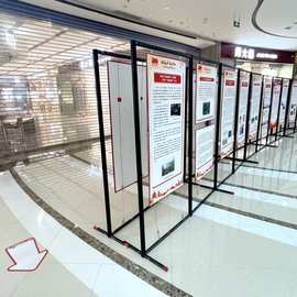 图片挂画铝合金折叠广告屏风/八棱柱宣传展板/书画油画展览展板