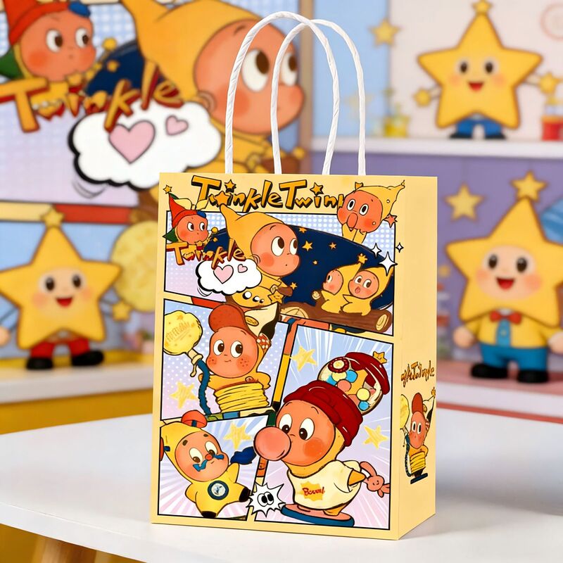 Cute Star Cartoon Paper Bag Ins-Style Fresh Gift Tote Bag 6.1 Children's Day Souvenir Packaging Bag Cute Star Cartoon Paper Bag Ins-Style Fresh Gift Tote Bag 6.1 Children's Day Souvenir Packaging Bag