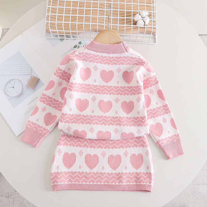 Pullover New Love Niedlich gestrickter zweiteiliger Rock Mädchen Baby Wollkleid Modisch_voghion.com