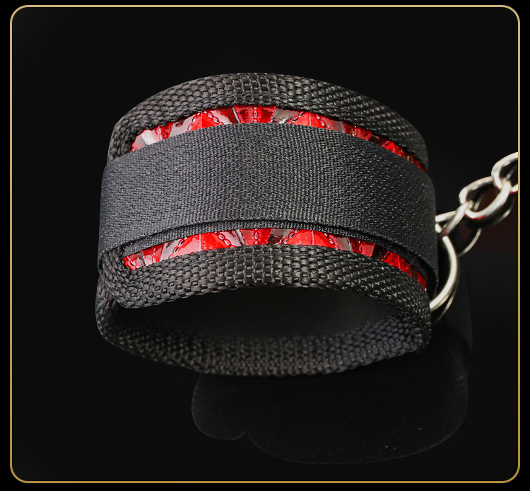 SM Diamond Pattern Split-Leg Strap with Handcuffs, PU Leather Restraint Accessory for Couples — detail image 33