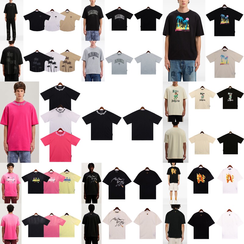 European and American High Street Fashion Brand Spot Flame Logo Printed Palm Short-Sleeved Loose T-Shirt Angels Couple Same Style