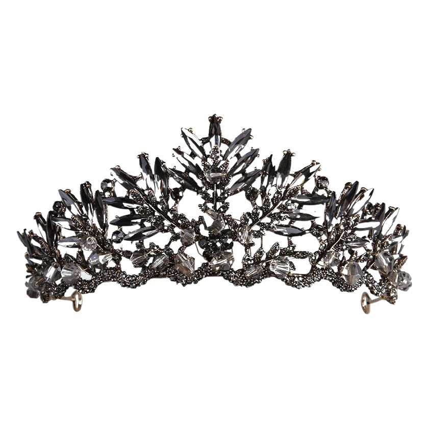 Europeo y Americano negro nupcial hembra corona joyería rhinestone color corona diadema accesorios para el cabello nupcial boda tocado updo Accesorios