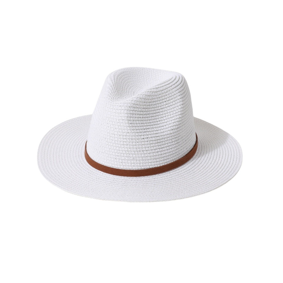 (2개) 봄과 여름 남성과 여성 야외 해변 태양 보호 해변 모자 태양 모자 영국 스타일 재즈 밀짚 모자 국경 파나마