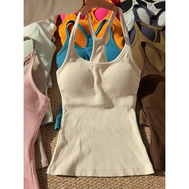 【40 Count 2×2 Fine Cotton 230g Original Chest Pad Workmanship】American Style Spicy Girl Sports Camisole 【40 Count 2×2 Fine Cotton 230g Original Chest Pad Workmanship】American Style Spicy Girl Sports Camisole