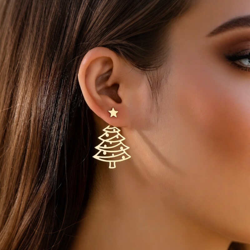 Cross-Border Hot-Selling Simple Ins Star Christmas Stylish Lively and Energetic Girl Small Earrings Trendyy Versatile Accessories
