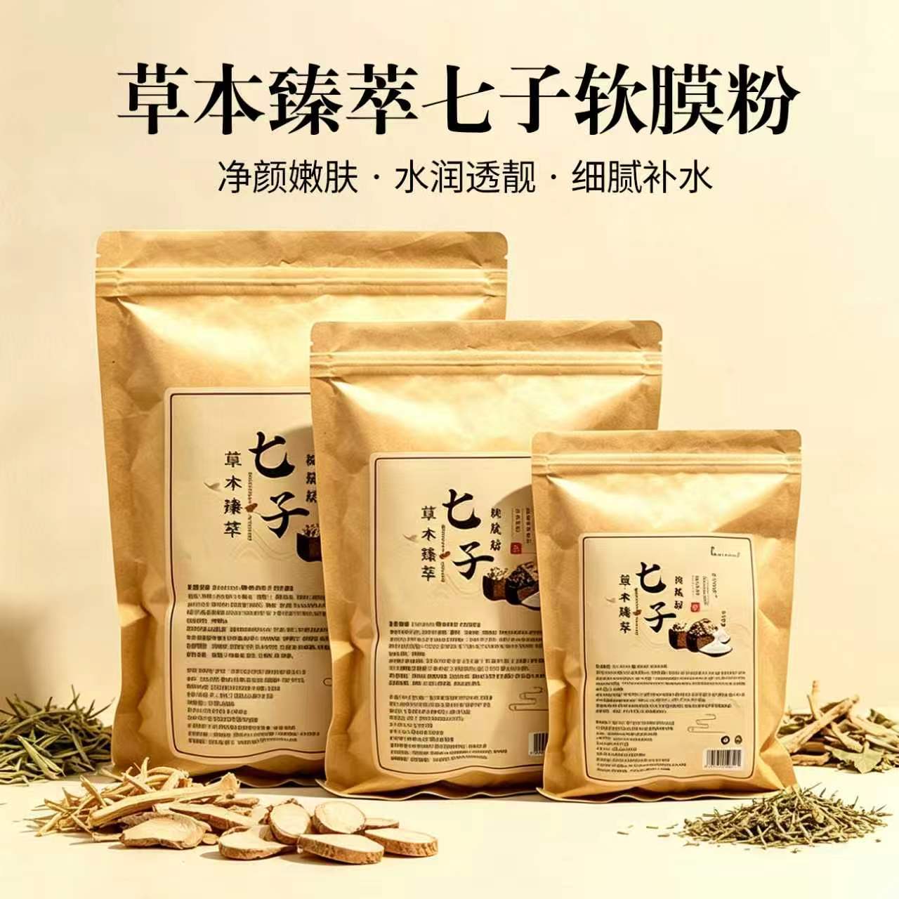 Herbal Seven Seeds Soft Mask Powder, Facial Mask Powder, Beauty Salon Specializes in Plant-Based Mask Powder for Body, Hands, Feet, Waist, and Abdomen Weight Loss
