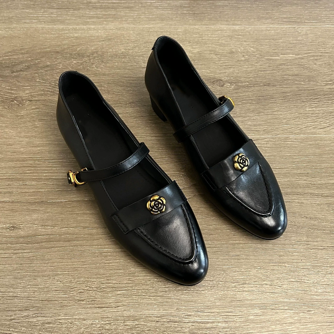 2025 Ретро Мэри Джейн Одиночная обувь женские толстые каблуки