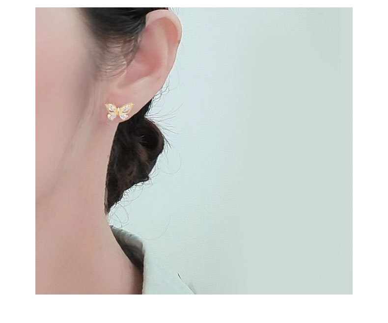 1 Paar 925 Sterling Silber 925 Sterling Silber Ohrringe Schmetterling Kleine Ohrstecker display picture 5