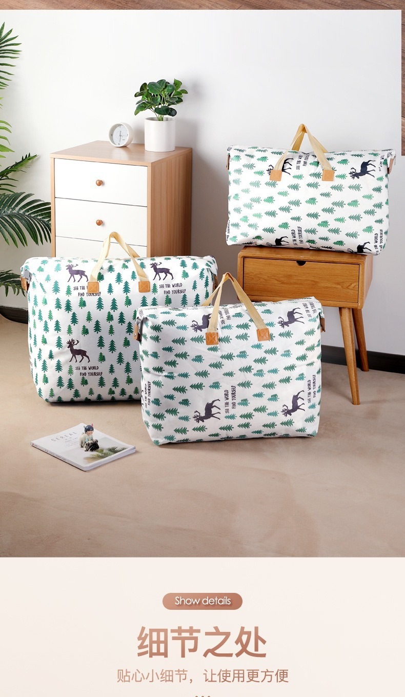 Cow Print Storage Bag 85L Cube Organizer for Clothes Quilts Moving Packing in use