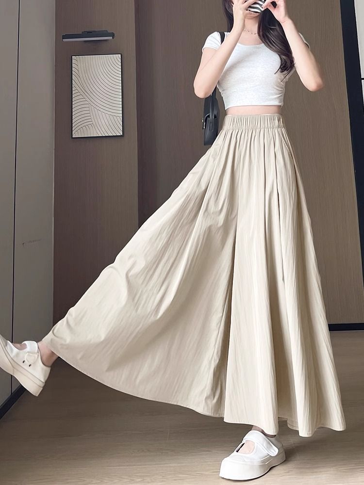 山本裙裤女夏季2025新款高腰a字半身长裙冰丝阔腿裤裙长款垂坠感