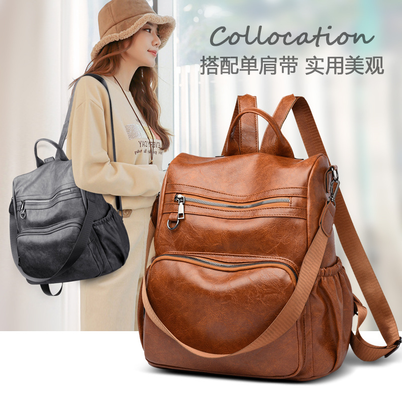 Cross-Border Bag Amazon Pu Backpack for Women 2026 New Anti-Theft Backpack for Women Fashionable Casual Large Capacity Backpack
