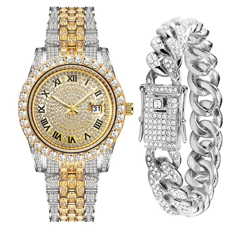 AliExpress moda nuevo estrellado romano estilo hip hop lujo rhinestone niños reloj de cuarzo entrega de una sola pieza