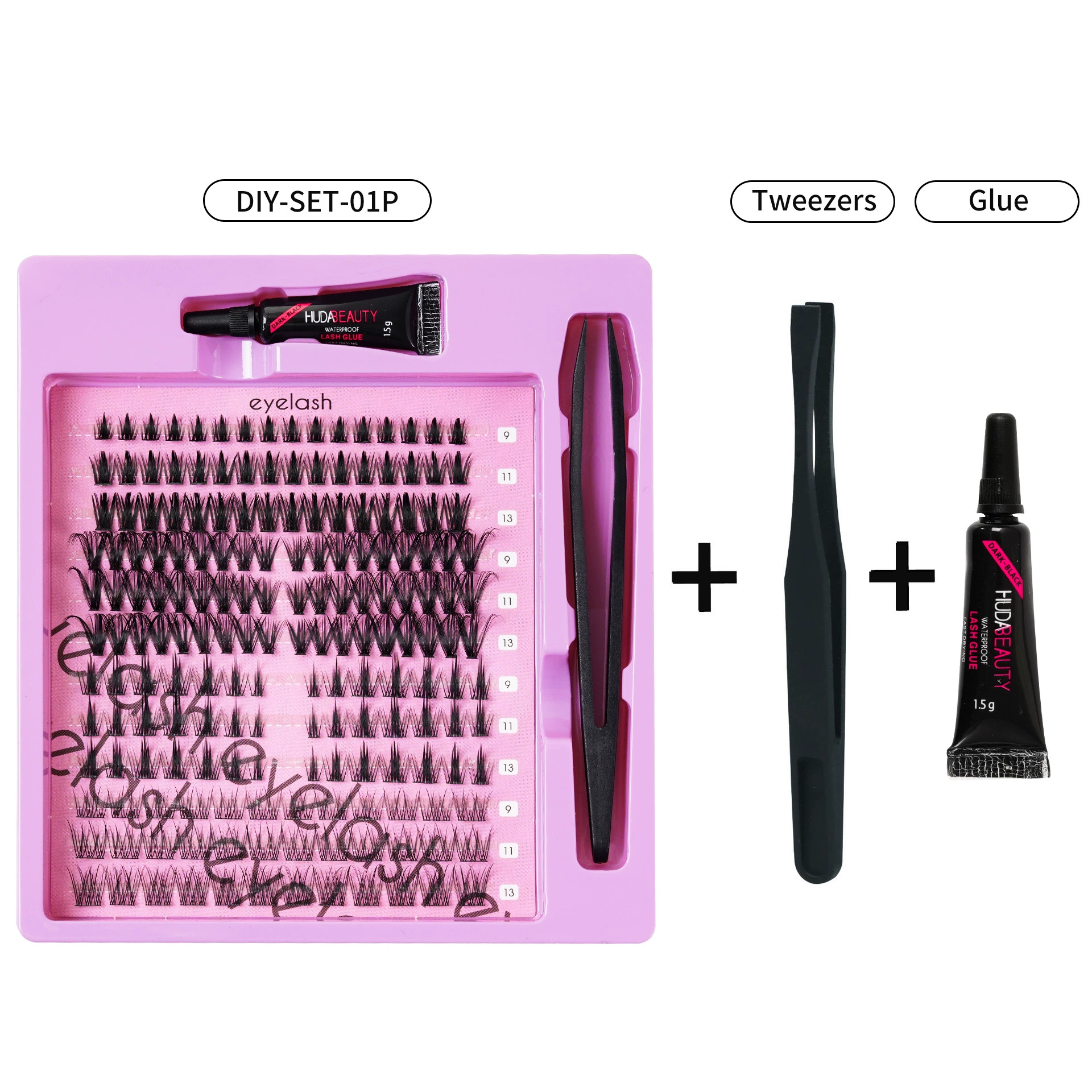 False Eyelash DIY Book, 640 pcs Clusters, 10D–40D Volume, Gift Box Kit